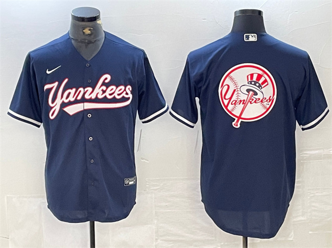 Men's New York Yankees Navy Team Big Logo Cool Base Stitched Baseball Jersey Men's New York Yankees Navy Team Big Logo Cool Base Stitched Baseball Jersey